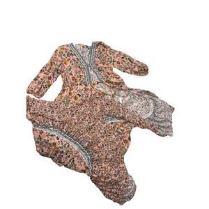 Farm Rio x Anthropologie Pink Floral Boho Maxi Dress (Size L) – 100% Viscose